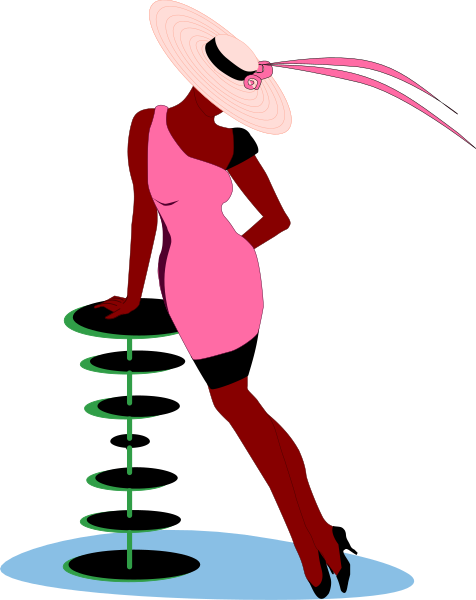 The image shows a cartoon of an animated female character with red hair wearing pink clothing standing on top of what appears to be water waves in front of her; she is also holding onto something that looks like a straw hat, and there's no visible text or background details provided by the clip-art.