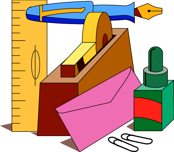 The image shows a collection of colorful construction blocks on top of each other with various shapes such as rectangles, triangles, circles, and squares; to their right is an open ruler measuring 12 inches long lying flat against its edge; in front of these items are two envelopes placed side by side. The background appears dark but has a pattern that could be interpreted as a grid or mesh texture. There's no text present, and the image does not depict any actions being performed on objects within it.