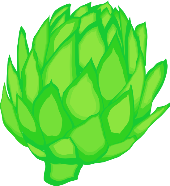The image shows a stylized green pineapple with spiky edges against a white background.