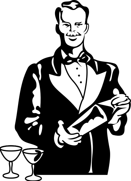 The black and white illustration shows a man dressed as an entertainer holding what appears to be playing cards while standing on stage with his hands in front of him; he is wearing a tuxedo jacket over a striped shirt, has dark hair styled upwards at both ends, and sports mustache.