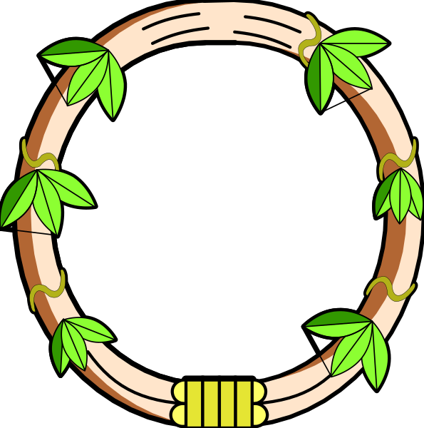 The image shows a black background with green leaves on either side of an empty space at the center where there is no visible content to provide details about it.