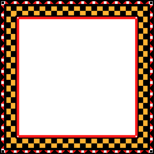 The image shows a red square with white dots inside it against a black background.