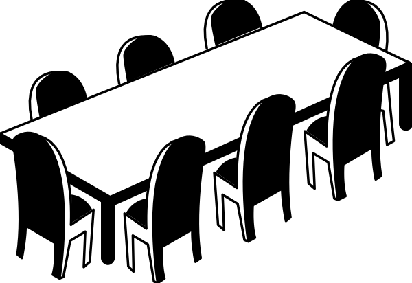 The black and white silhouette of a group of seated individuals watching something on an elevated platform with no visible details about their surroundings beyond being in front of what appears to be a large screen displaying content that is too small for me to discern its nature or context, set against the backdrop of darkness.