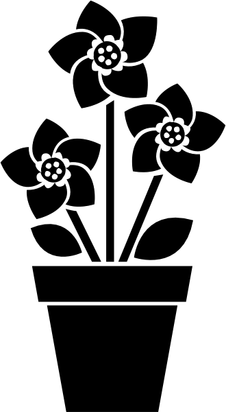 The image shows a black background with four white flowers on it.