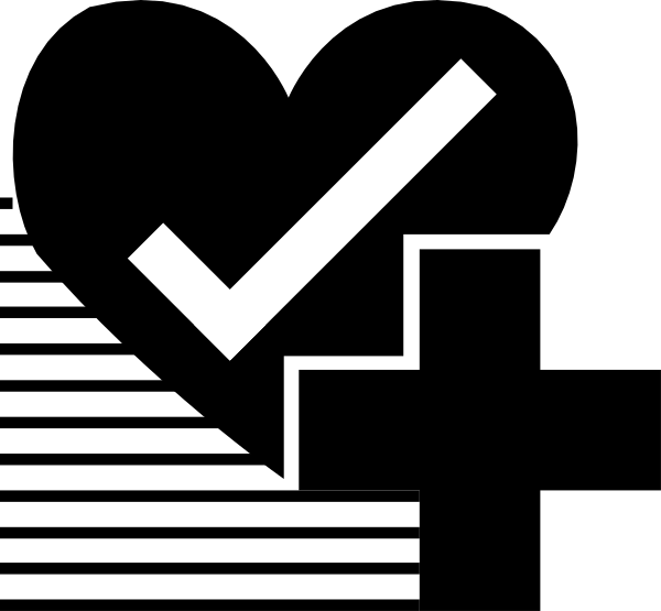 The image shows a black square with a white checkmark inside it against a dark background.