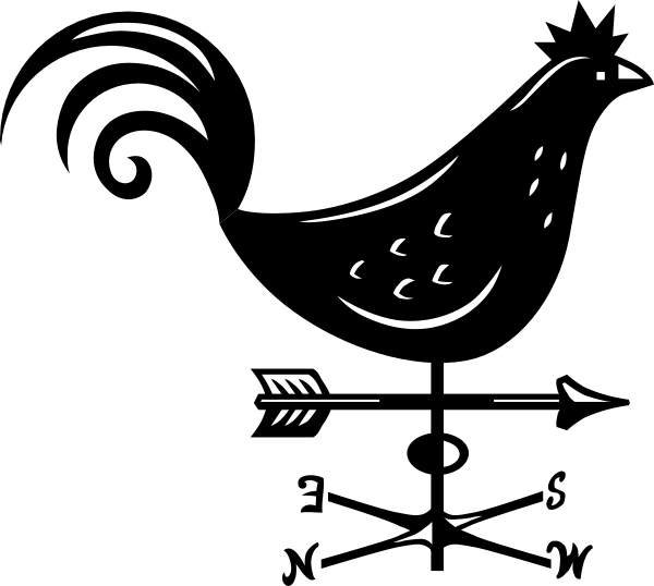 The black and white silhouette of a bird on top of an object that resembles a book with pages open to reveal its contents.