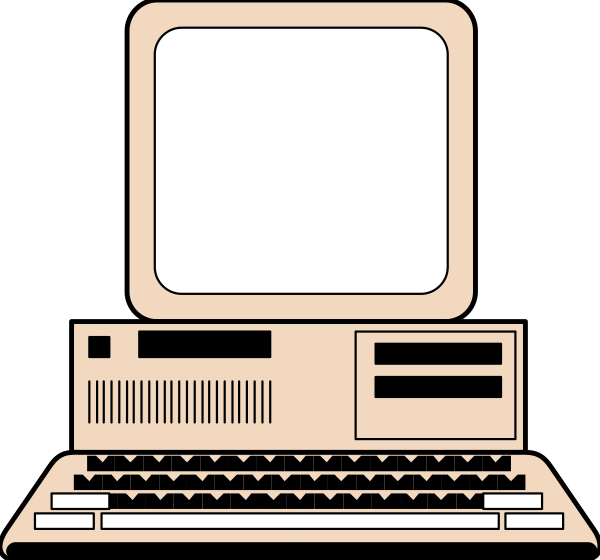 The black and white illustration shows a computer monitor with an open window on top of it next to what appears to be a keyboard in front of them both.