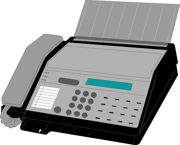 The black and white illustration shows a cash register with buttons on top of it placed next to an open laptop computer that has its screen facing upwards in front of what appears to be a person's hand holding a pen, suggesting someone is about to write or sign something.