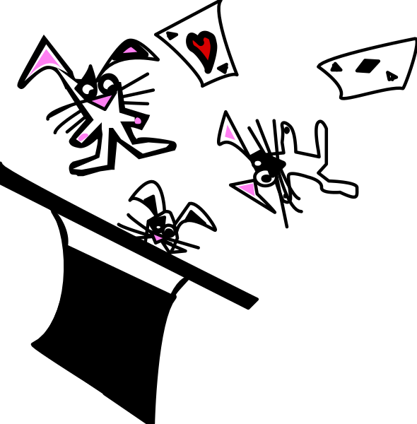 The black background features a white silhouette of three figures engaged in various activities: two appear to be playing cards while another is holding an umbrella over their head; all have distinct facial expressions that suggest surprise, joy, and sadness respectively.