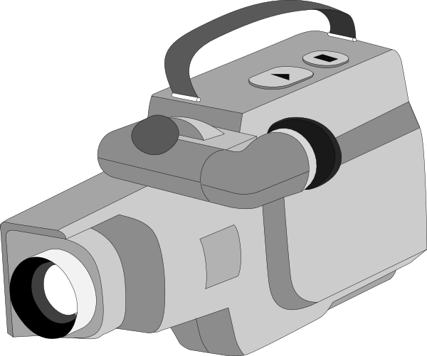 The image shows a cartoon of an old camera with two lenses on top placed next to each other against a black background.