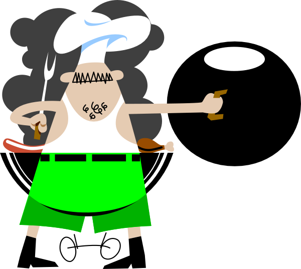 The cartoon shows two characters with exaggerated features: on the left side is a character holding an open umbrella over their head; to the right stands another figure pointing towards them while also wielding what appears to be a sword and possibly other weapons, suggesting conflict or confrontation between the two.