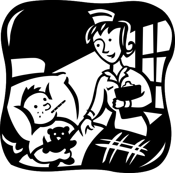 The black and white illustration depicts a woman standing next to an adult bed with her hand on it while looking at something off-frame; she is wearing glasses and has dark hair pulled back into what appears to be a bun, holding a book in one hand. On top of the bed lies another figure that seems like a child or baby lying down facing away from us towards their mother's direction with an expression on its face suggesting surprise or concern. The room is dimly lit and has curtains partially drawn over what appears to be windows; there are no other objects, people,