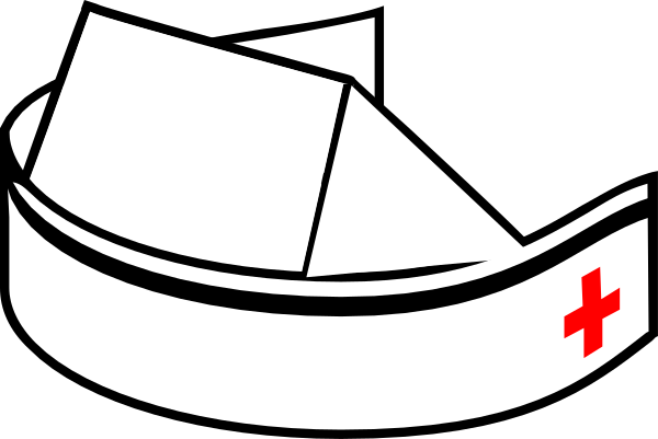 The black and white illustration shows a nurse's hat with an attached cross symbolizing medical aid on top of it next to what appears to be a small boat labeled "Nurse" in bold letters, suggesting that this is related to healthcare services at sea or during maritime emergencies.