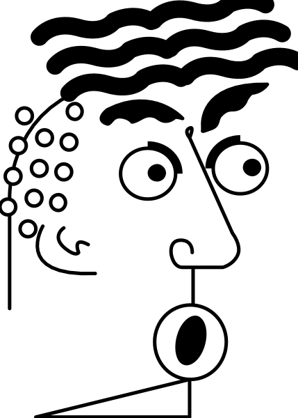 The black and white photo shows a cartoon character with large eyes peeking out from behind what appears to be an object in front of it; there is no text present within this image.