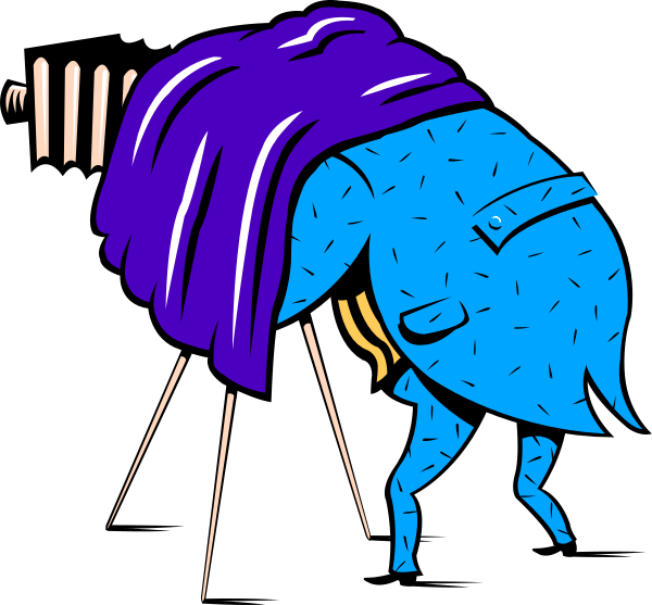 The illustration shows a cartoon of an alien with blue skin standing next to what appears to be a large oven door that is open at one end.
