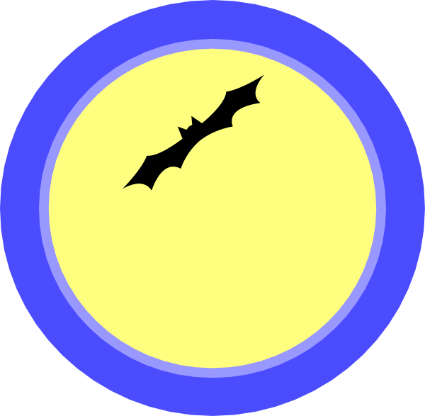 The image shows a circular emblem with two smaller circles inside it; on top of each other is an illustration resembling a bat's silhouette in black against yellow backgrounds within these inner circles, and below them there appears to be text or numbers that read "10" and "25," suggesting some sort of quantity measurement. The emblem has a blue border with white highlights around the edges where it meets its circular backdrop which is also light blue but darker at the center.