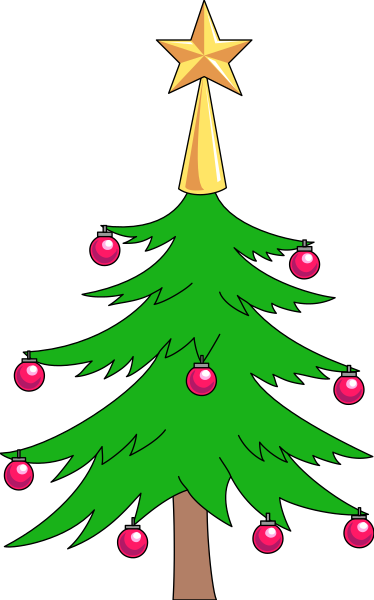 The image shows a Christmas tree with red berries on its branches against a black background.