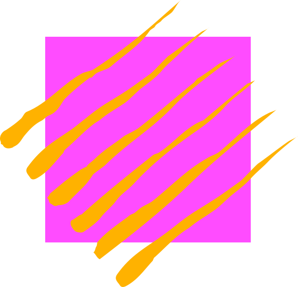 The image shows a purple square with orange streaks emanating from it against a black background.