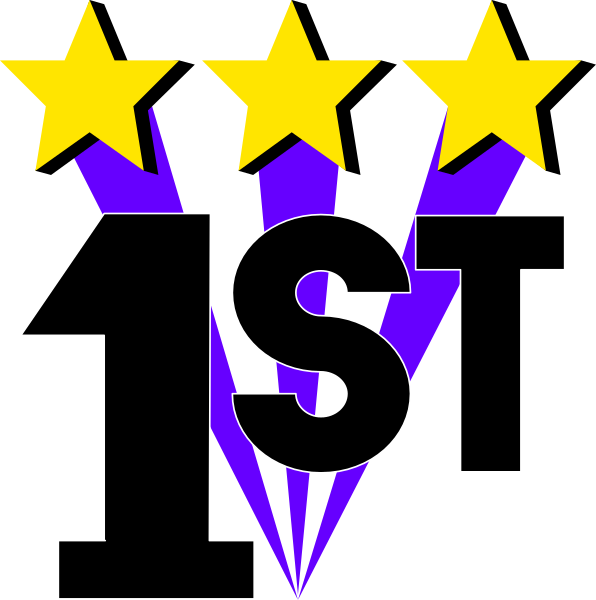 The image shows a graphic with five yellow stars on top of each other against a black background; below them is text that reads "1ST" in large white letters followed by an asterisk symbol "*".