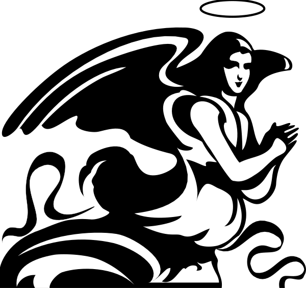 The black and white silhouette of a person riding on an animal's back with their arms outstretched as if in motion against a dark background.