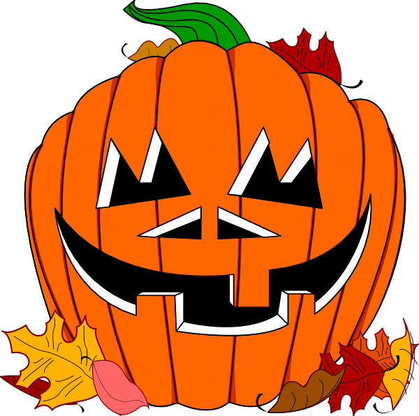 The image shows a black background with colorful autumn leaves scattered around it.