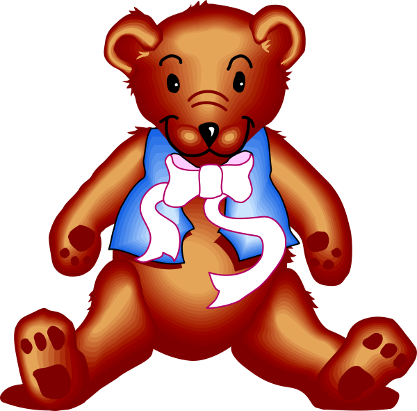 The image shows a cartoon of an anthropomorphic teddy bear wearing sunglasses over its eyes, sitting on one leg with another extended outward as if it's dancing, dressed in blue clothing and holding what appears to be a microphone or tie around its neck.