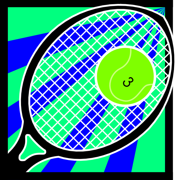 The image shows a stylized graphic of an eye with rays emanating from it against a blue background that has green stripes on either side.