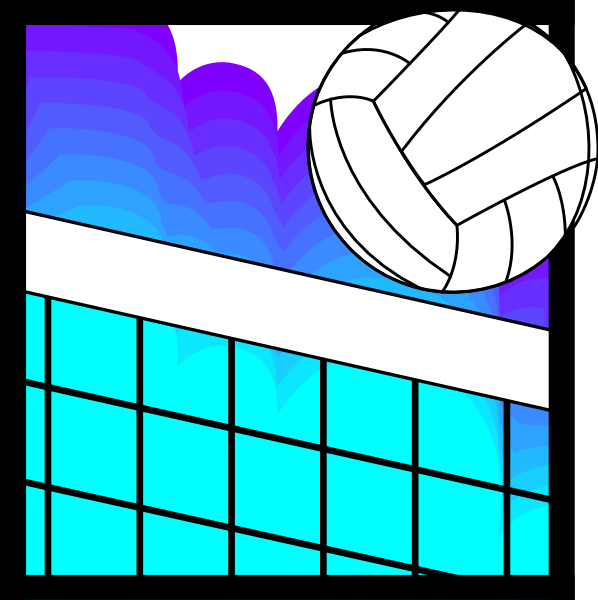 The image shows a black square with white lines forming an abstract shape that resembles a stylized representation of water waves in blue tones against what appears to be a darker background.