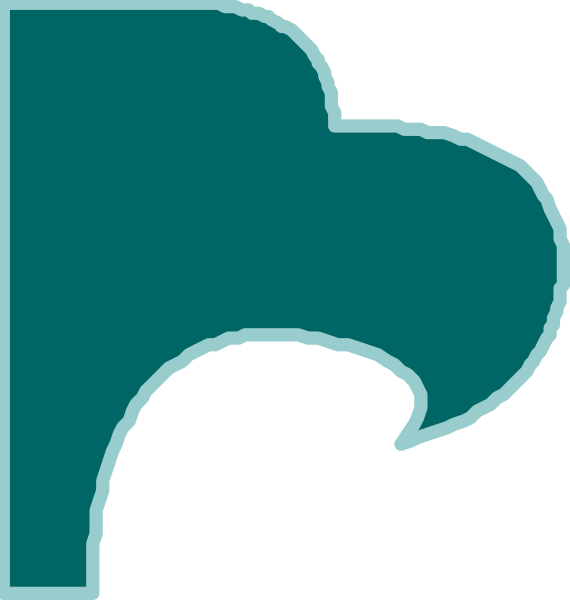The image shows a logo with two distinct designs: on top left there's an abstract blue design that resembles stylized leaves; below it is another graphic of what appears to be a tree branch in teal and white, set against a darker background.