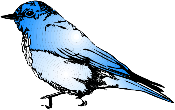 The image shows a blue bird perched on top of its tail feathers against a dark background with no other discernible elements present in this small clip-art format.