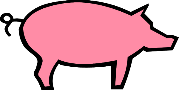 The pink pig icon on a black background.