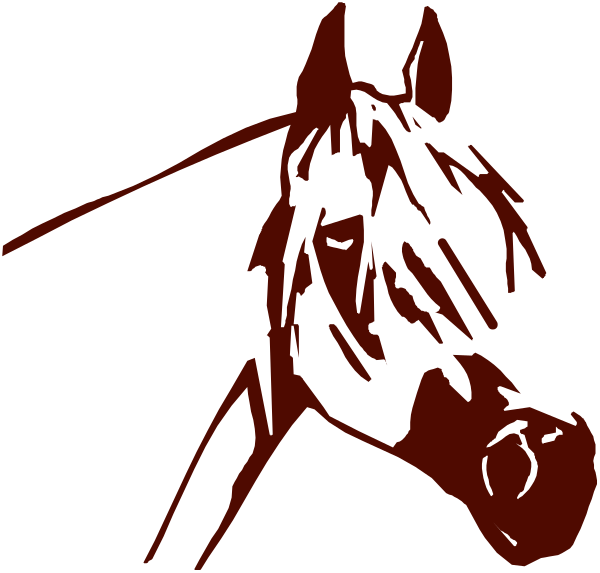The image shows a black silhouette of two horses against a white background with no other discernible details visible due to its small size.
