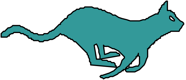 The image shows a graphic of an animal that resembles a horse with its head turned to look back over its shoulder while running forward in motion against a dark background; there is no text present on this small clip-art image, and it appears to be stylized rather than realistic or detailed.