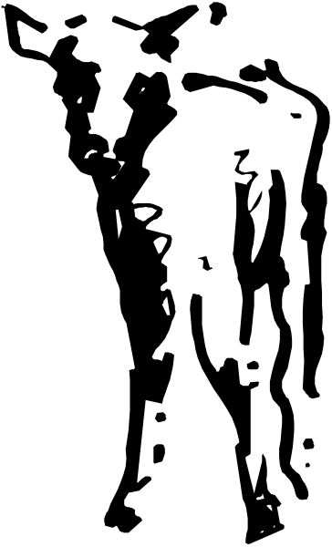 The black and white photo shows a person standing with their back to us against what appears to be an outdoor background featuring trees in silhouette.