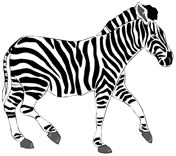 The black and white silhouette of a zebra standing next to its foal on what appears to be an open field with no other visible elements in sight.