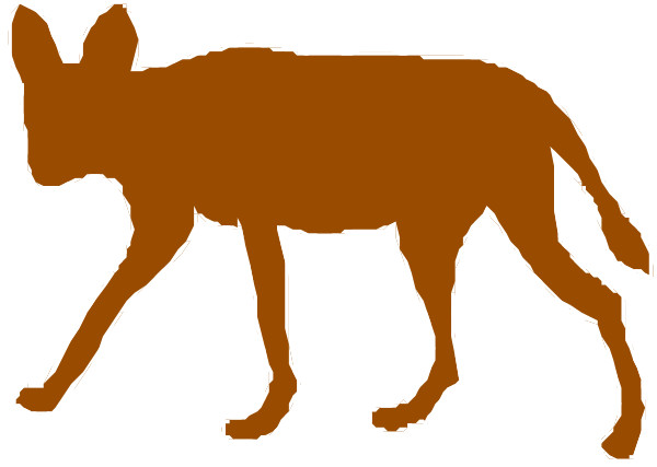 The image shows a cartoon of two dogs running side by side with an outline that suggests motion; there is no text present in this clip-art illustration.