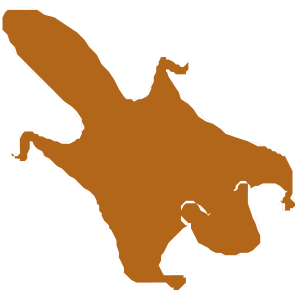 The image shows a black silhouette of an animal that resembles a bat with wings spread out against a white background on top left corner; below it is another similar shape but smaller in size to its right, also appearing as if flying through space.