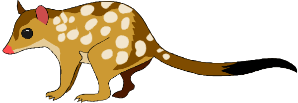 The image shows a cartoon of two kangaroos with spots on their bodies; there is no text present within this small clip-art picture.
