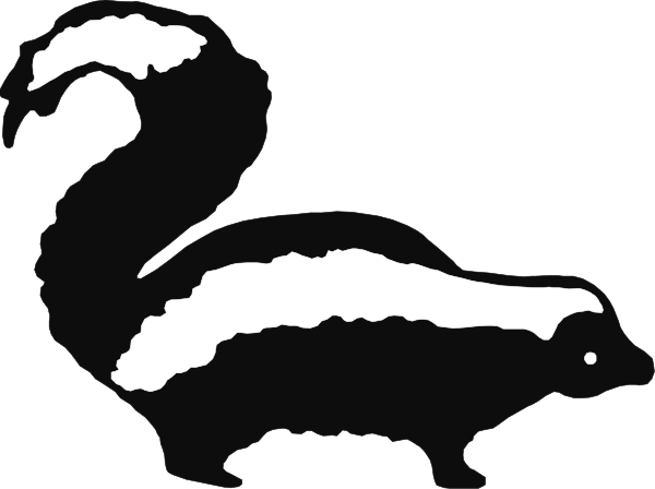 The black and white silhouette of a bird with an outstretched wing flying over water next to land where another smaller animal is present.