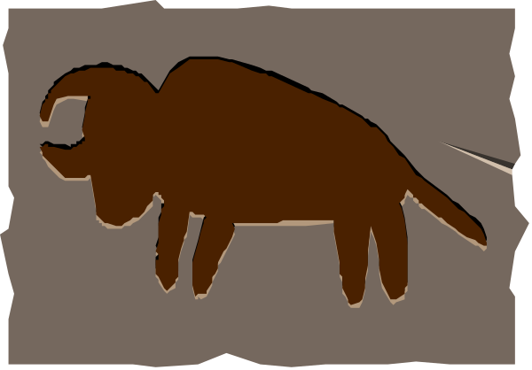 The image shows a brown bear standing on its hind legs with two front paws raised as if it's waving at someone in an outdoor environment that appears to be made of stone blocks.