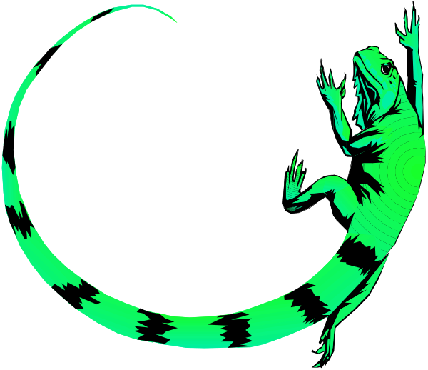 The image shows a cartoon of an alligator with its mouth open as if it's speaking to someone else who is also present in the scene but only partially visible on one side due to perspective distortion, giving the impression that both characters might be interacting or communicating through this visual medium.