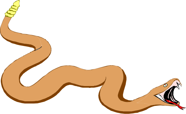 The image shows a cartoon of an animated snake with its mouth open wide as if it's speaking, set against a black background; there is no text present in this clip-art illustration.