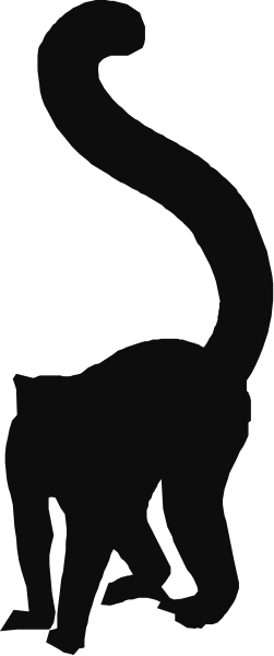 The image shows a black silhouette of an animal standing on its hind legs against a dark background with no other discernible details visible in this small clip-art format.