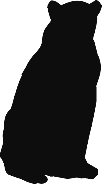 The image shows a black silhouette of an adult human figure standing against a light background with their head turned to look at something off-camera.