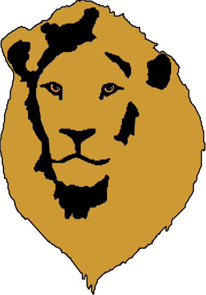 The image features a graphic of an orange lion's head with its mouth closed against a black background on top left corner.