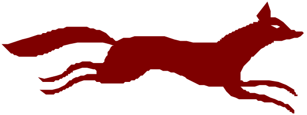 The image shows a red horse galloping on top of black stripes against an off-white background with no other discernible details visible in this small clip-art format.