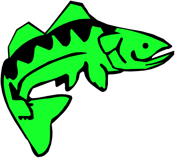 The image shows a stylized green shark with an open mouth against a black background.