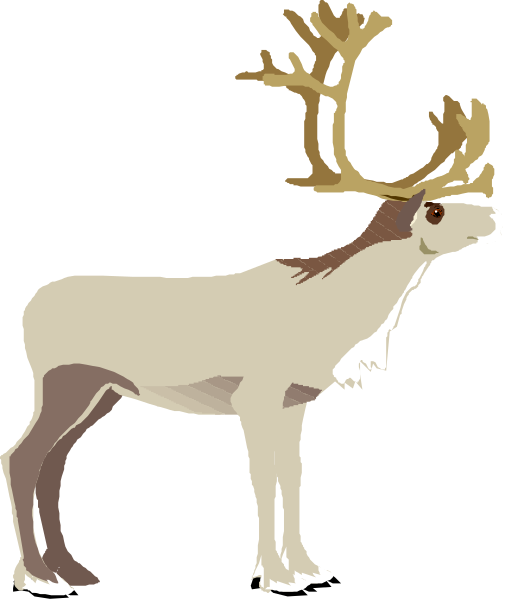 The image shows a stylized illustration of an animal that resembles a moose with large antlers standing upright against a dark background.
