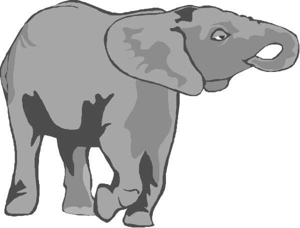 The image shows two elephants standing side by side against a black background with white outlines; there is no text present in this clip-art illustration.