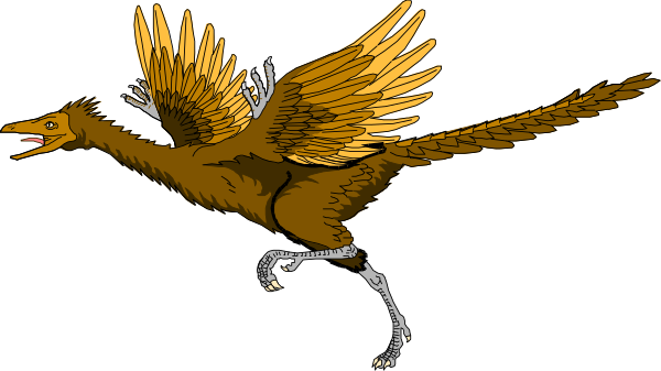 The image shows a cartoon of an eagle with outstretched wings flying against a plain background.